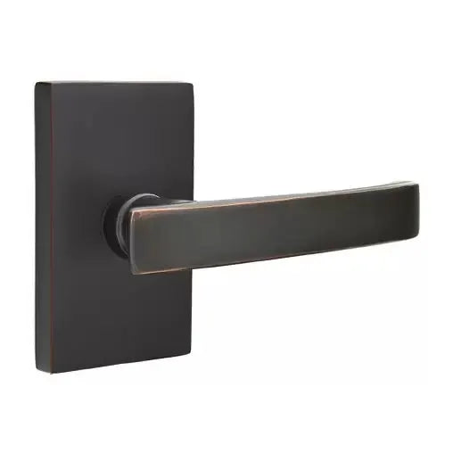 Emtek Geneva Door Lever with Modern Rectangular Rose by Emtek