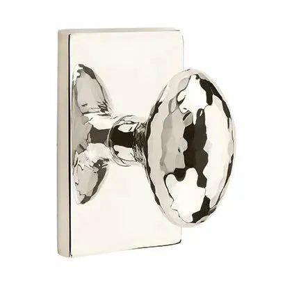 Emtek Hammered Egg Door Knob and Modern Rectangular Rose by Emtek