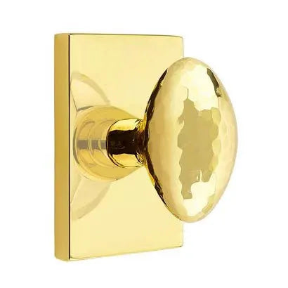 Emtek Hammered Egg Door Knob and Modern Rectangular Rose by Emtek