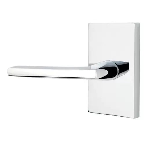 Emtek Helios Door Lever with Modern Rectangular Rose by Emtek