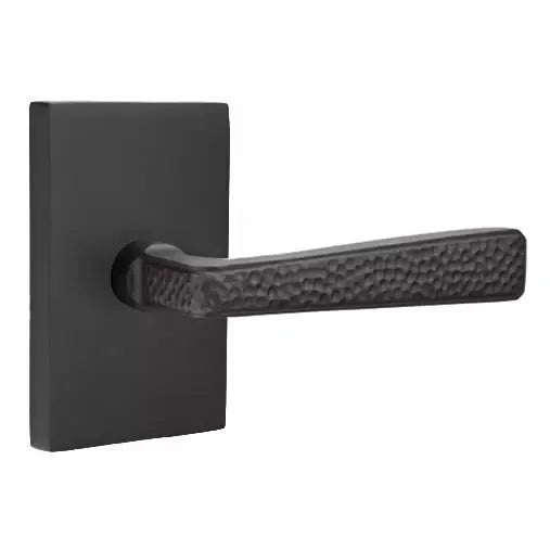Emtek Hammered Door Lever with Modern Rectangular Rose by Emtek