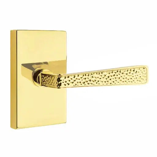 Emtek Hammered Door Lever with Modern Rectangular Rose by Emtek