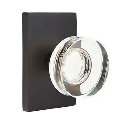 Emtek Modern Disc Glass Door Knob with Modern Rectangular Rose by Emtek
