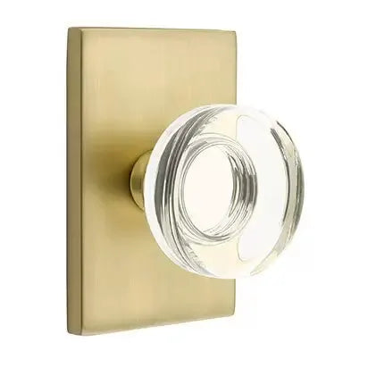 Emtek Modern Disc Glass Door Knob with Modern Rectangular Rose by Emtek