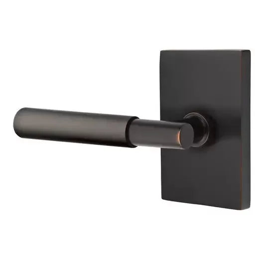 Emtek Myles Lever with Modern Rectangular Rose by Emtek