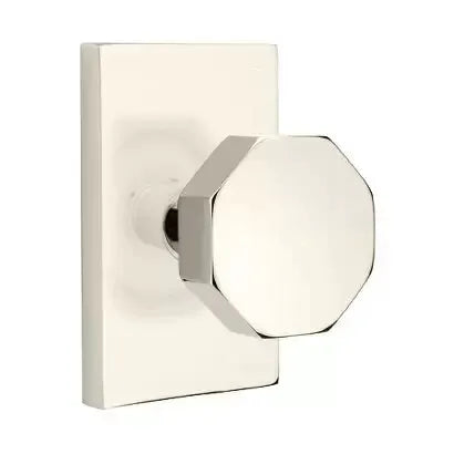 Emtek Octagon Door Knob with Modern Rectangular Rose by Emtek