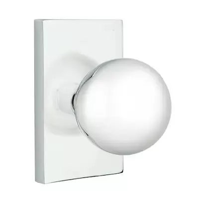 Emtek Orb Door Knob and Modern Rectangular Rose by Emtek