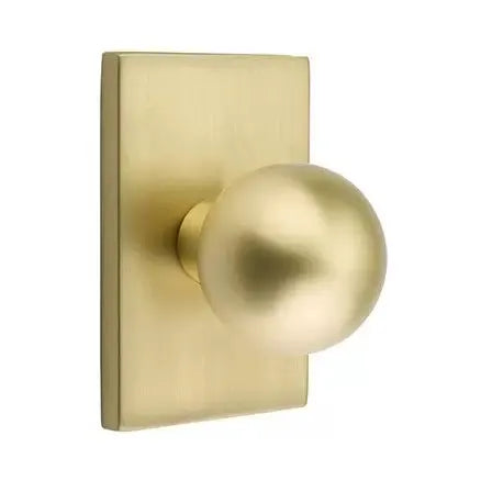 Emtek Orb Door Knob and Modern Rectangular Rose by Emtek