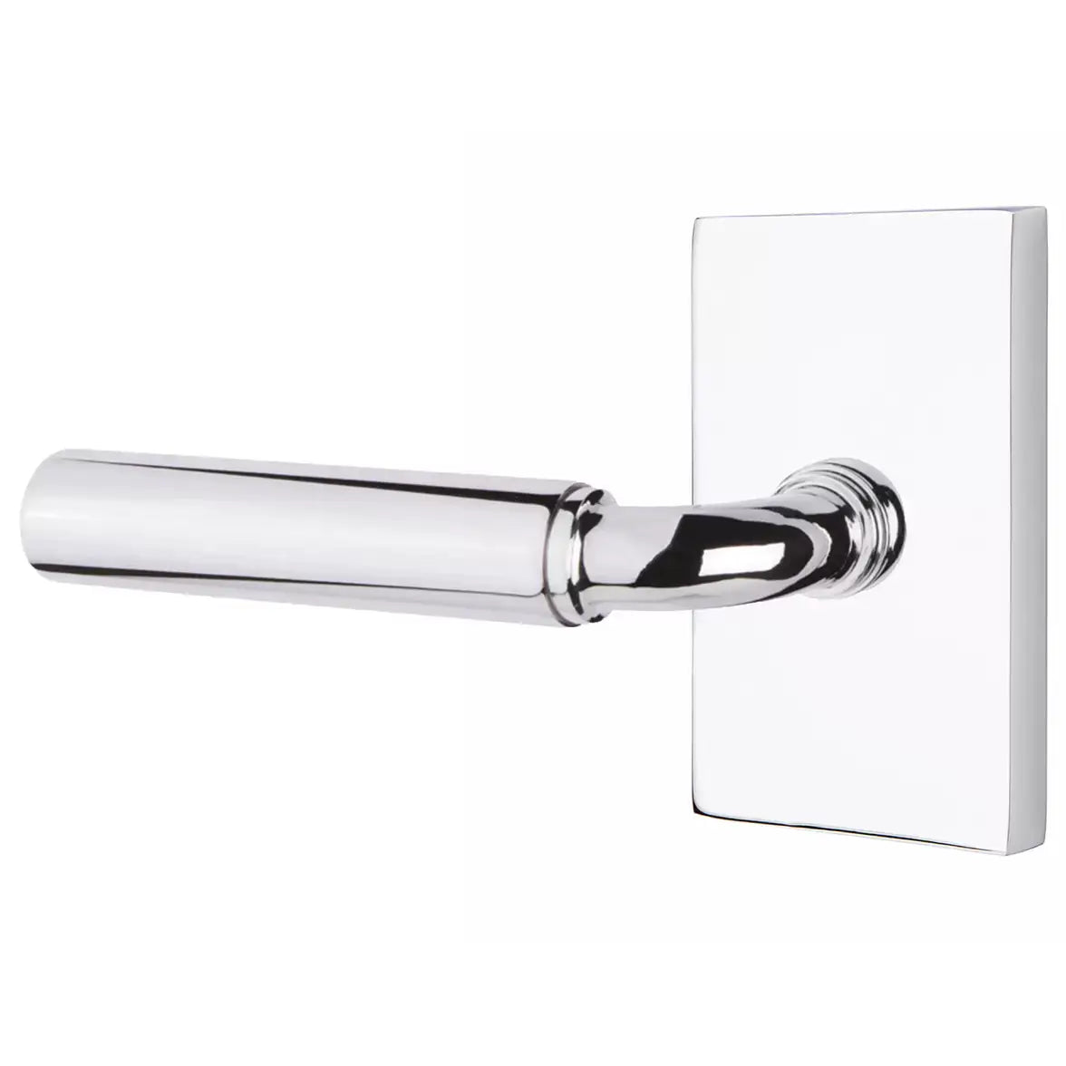 Emtek Smooth Lever with R-Bar Stem and Modern Rectangular Rose by Emtek