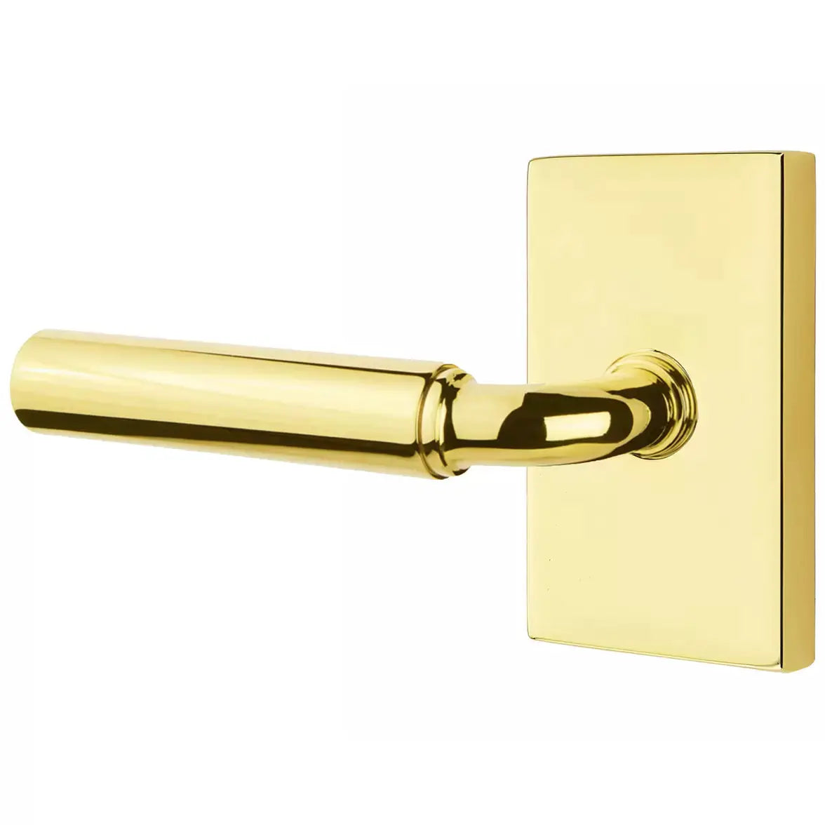 Emtek Smooth Lever with R-Bar Stem and Modern Rectangular Rose by Emtek