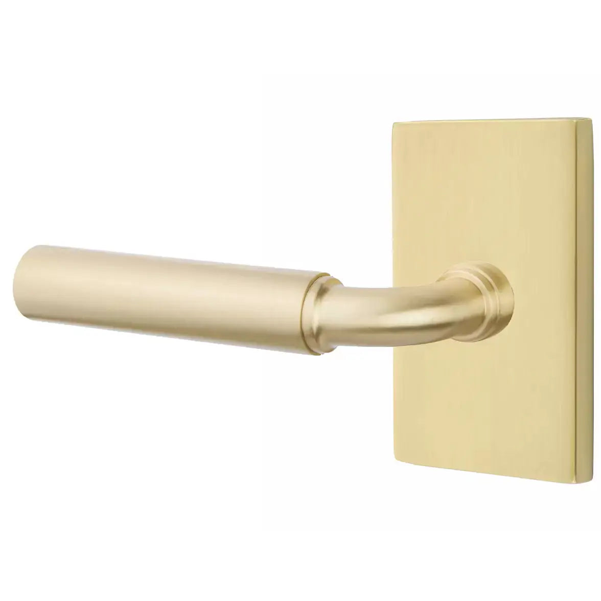 Emtek Smooth Lever with R-Bar Stem and Modern Rectangular Rose by Emtek