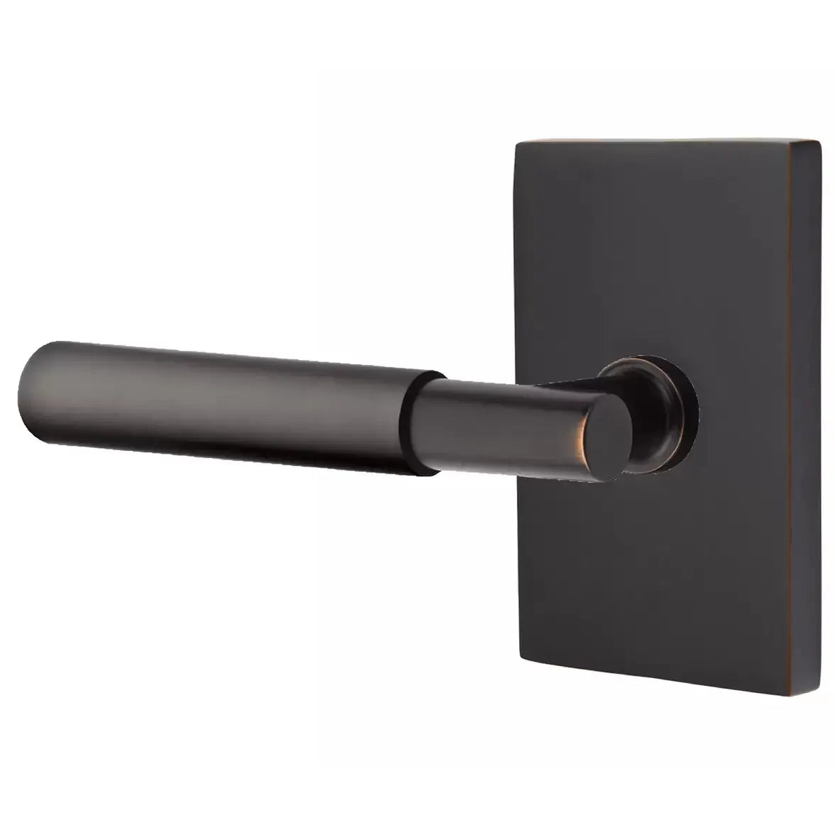 Emtek Smooth Lever with T-Bar Stem and Modern Rectangular Rose by Emtek
