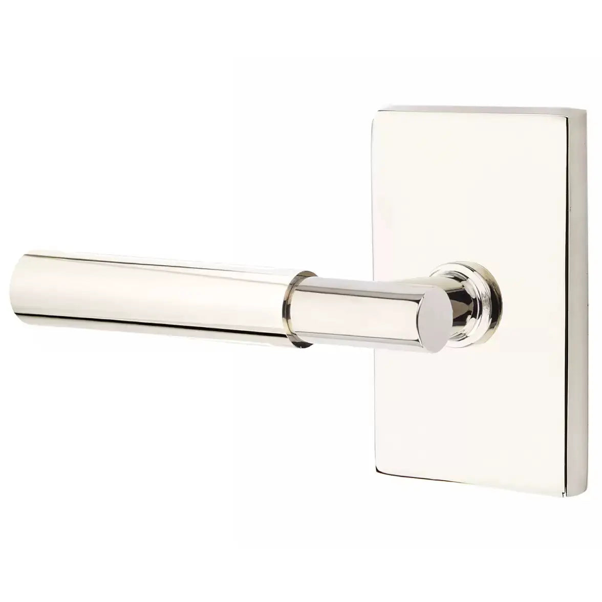 Emtek Smooth Lever with T-Bar Stem and Modern Rectangular Rose by Emtek