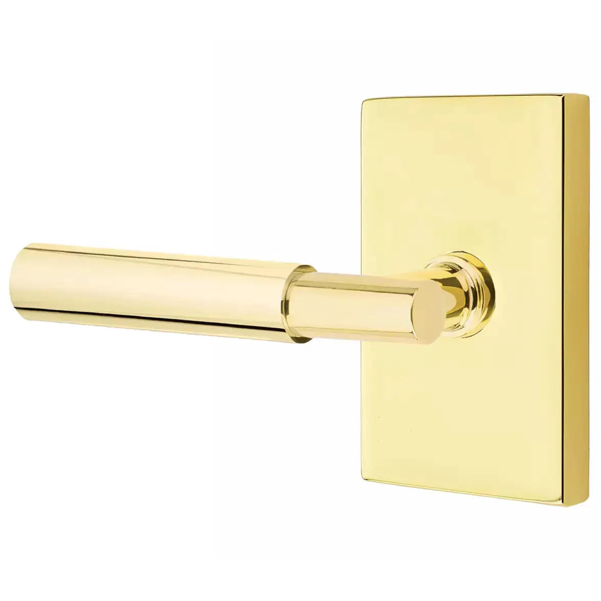 Emtek Smooth Lever with T-Bar Stem and Modern Rectangular Rose by Emtek