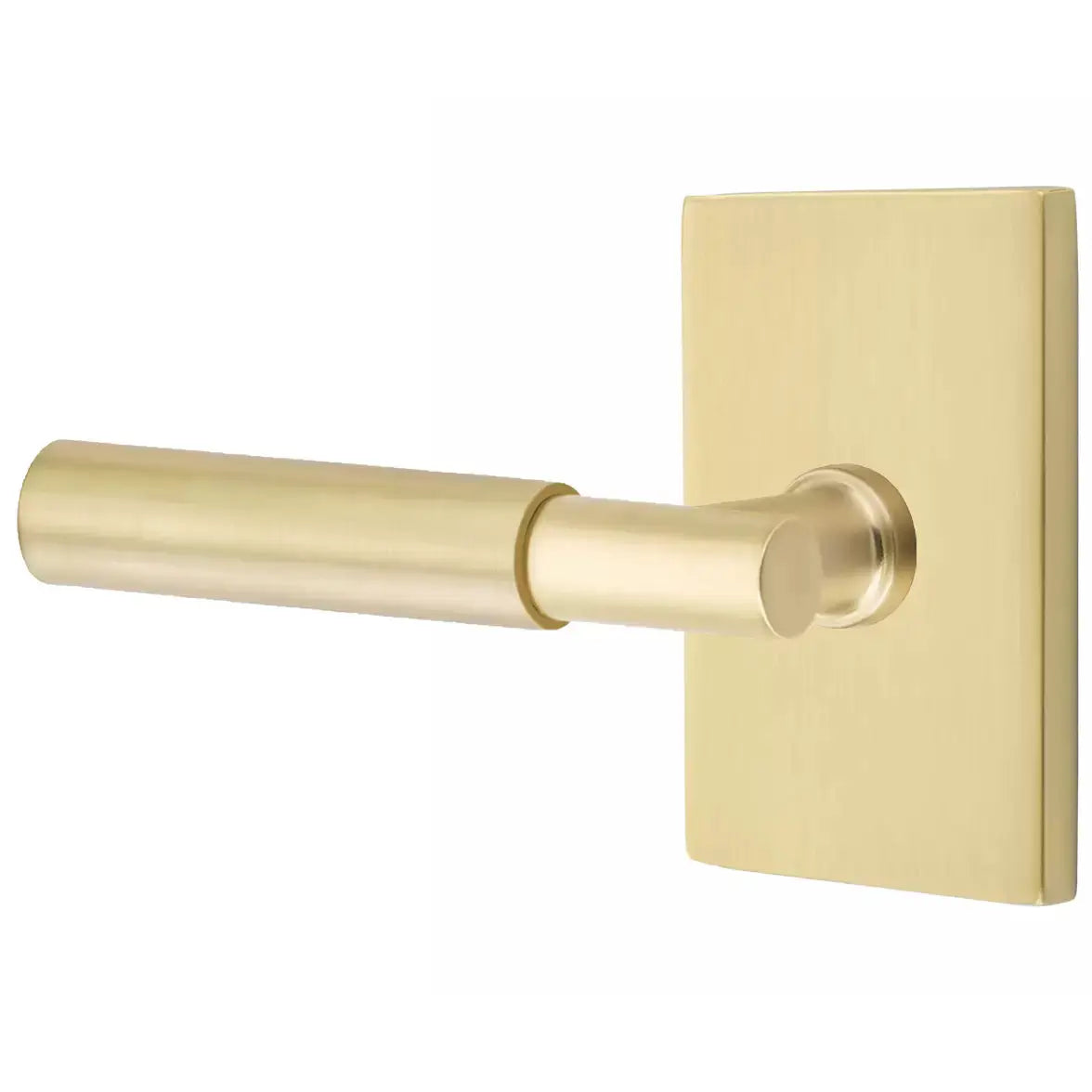 Emtek Smooth Lever with T-Bar Stem and Modern Rectangular Rose by Emtek