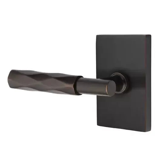 Emtek Tribeca Lever with T-Bar Stem and Modern Rectangular Rose by Emtek