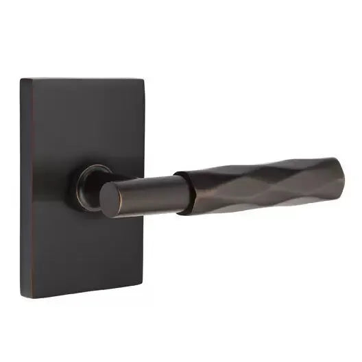Emtek Tribeca Lever with T-Bar Stem and Modern Rectangular Rose by Emtek