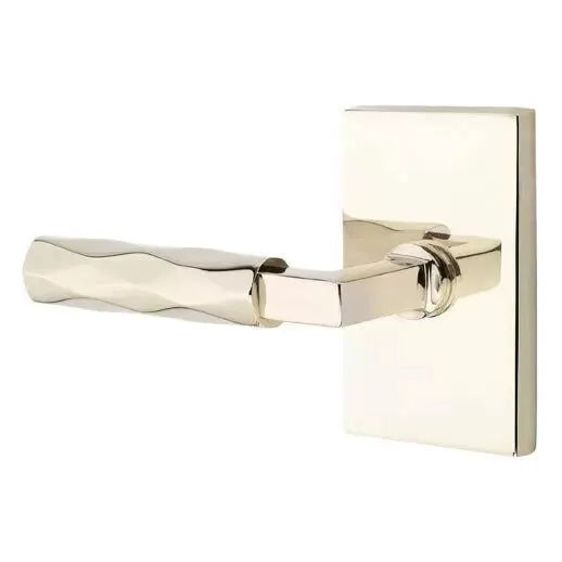 Emtek Tribeca Lever with L-Square Stem and Modern Rectangular Rose by Emtek