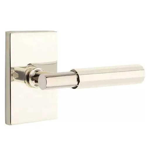 Emtek Faceted Lever with T-Bar Stem and Modern Rectangular Rose by Emtek
