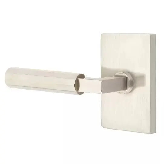 Emtek Faceted Lever with L-Square Stem and Modern Rectangular Rose by Emtek