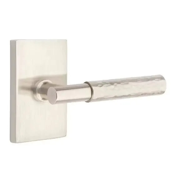 Emtek Hammered Lever with T-Bar Stem and Modern Rectangular Rose by Emtek