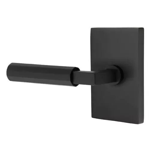 Emtek Faceted Lever with L-Square Stem and Modern Rectangular Rose by Emtek