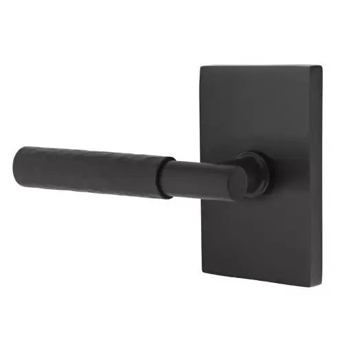 Emtek Hammered Lever with T-Bar Stem and Modern Rectangular Rose by Emtek