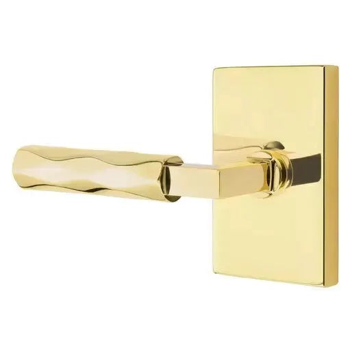 Emtek Tribeca Lever with L-Square Stem and Modern Rectangular Rose by Emtek