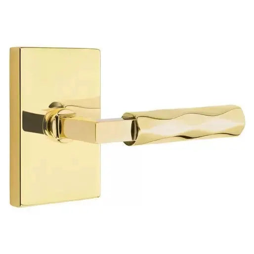 Emtek Tribeca Lever with L-Square Stem and Modern Rectangular Rose by Emtek