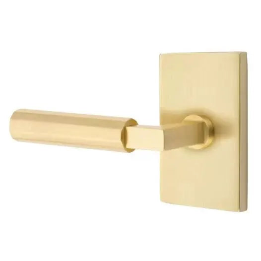 Emtek Faceted Lever with L-Square Stem and Modern Rectangular Rose by Emtek