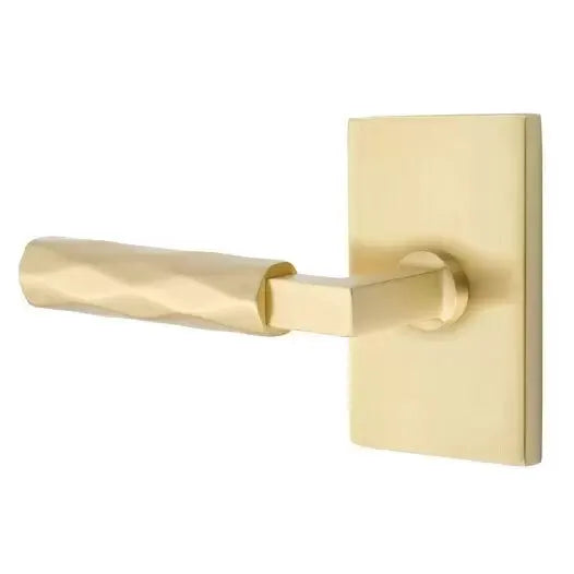 Emtek Tribeca Lever with L-Square Stem and Modern Rectangular Rose by Emtek