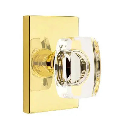 Emtek Windsor Door Knob with Modern Rectangular Rose by Emtek