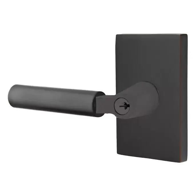Emtek Hercules Door Lever with Modern Rectangular Rose by Emtek