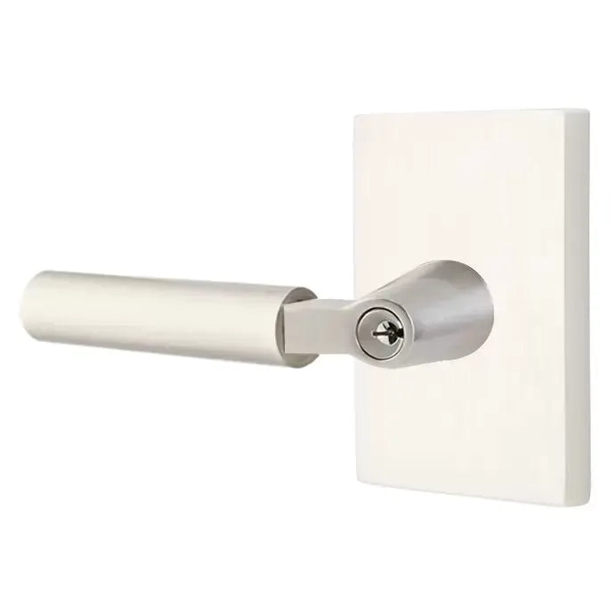 Emtek Hercules Door Lever with Modern Rectangular Rose by Emtek