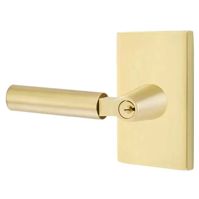 Emtek Hercules Door Lever with Modern Rectangular Rose by Emtek