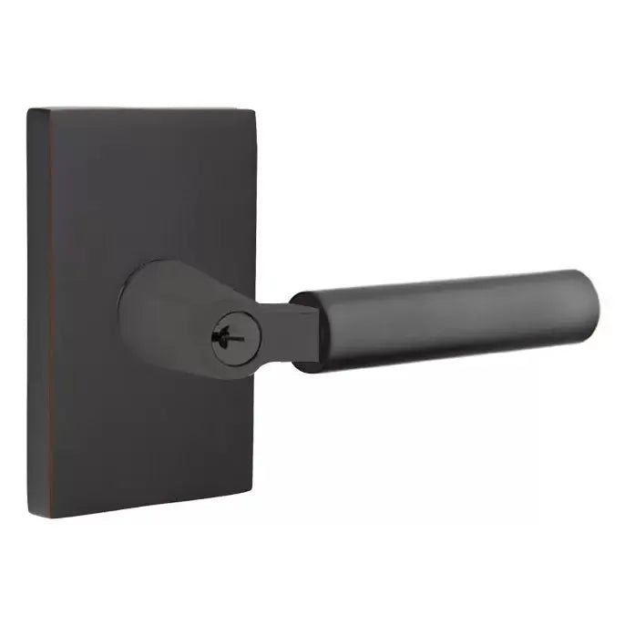Emtek Hercules Door Lever with Modern Rectangular Rose by Emtek