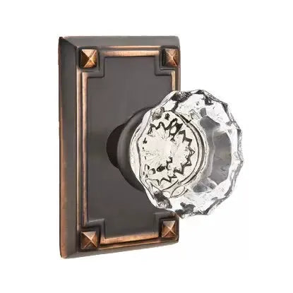 Emtek Astoria Door Knob with Arts and Crafts Rectangular Rose by Emtek