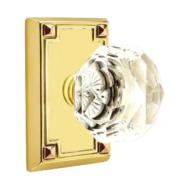 Emtek Diamond Door Knob with Arts and Crafts Rectangular Rose by Emtek