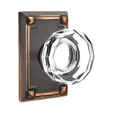 Emtek Lowell Door Knob with Arts and Crafts Rectangular Rose by Emtek