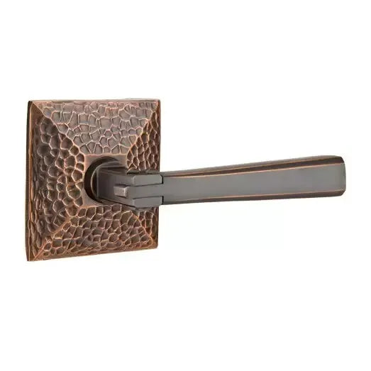 Emtek Arts and Crafts Door Lever with Hammered Rose by Emtek