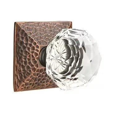 Emtek Diamond Door Knob with Hammered Rose by Emtek