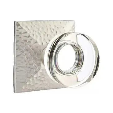 Emtek Modern Disc Glass Door Knob with Hammered Rose by Emtek
