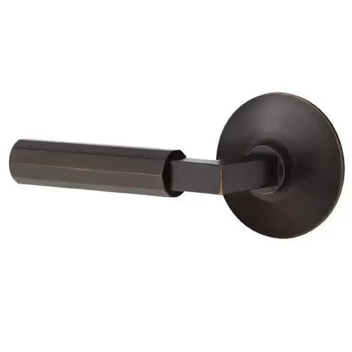 Emtek Faceted Lever with L-Square Stem and Modern Rose by Emtek