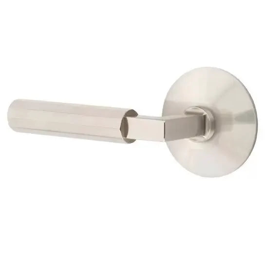Emtek Faceted Lever with L-Square Stem and Modern Rose by Emtek