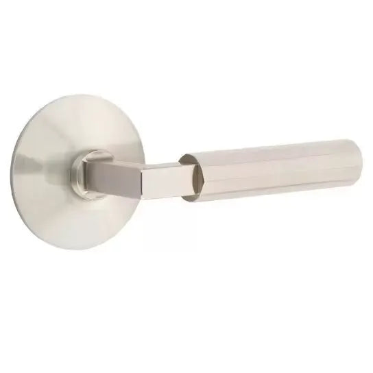 Emtek Faceted Lever with L-Square Stem and Modern Rose by Emtek