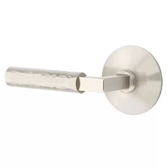 Emtek Hammered Lever with L-Square Stem and Modern Rose by Emtek