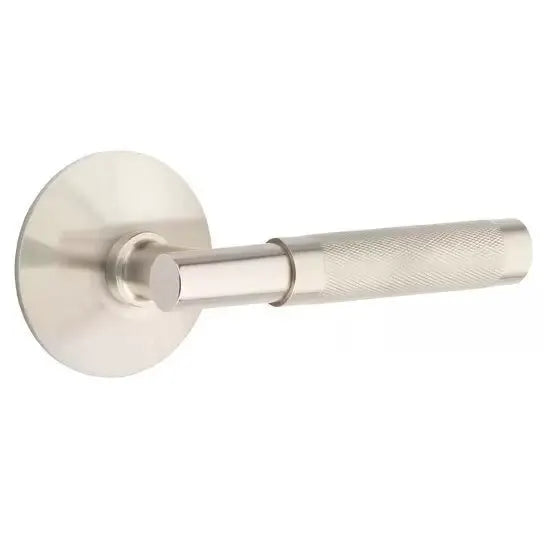 Emtek Knurled Lever with T-Bar Stem and Modern Rose by Emtek