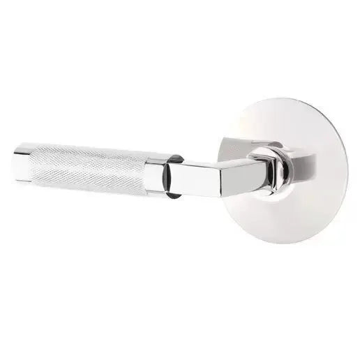 Emtek Knurled Lever with L-Square Stem and Modern Rose by Emtek