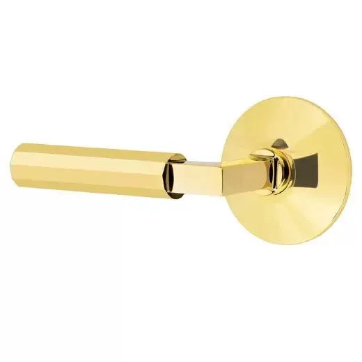 Emtek Faceted Lever with L-Square Stem and Modern Rose by Emtek