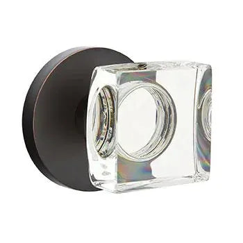 Emtek Modern Square Glass Door Knob with Disk Rose by Emtek